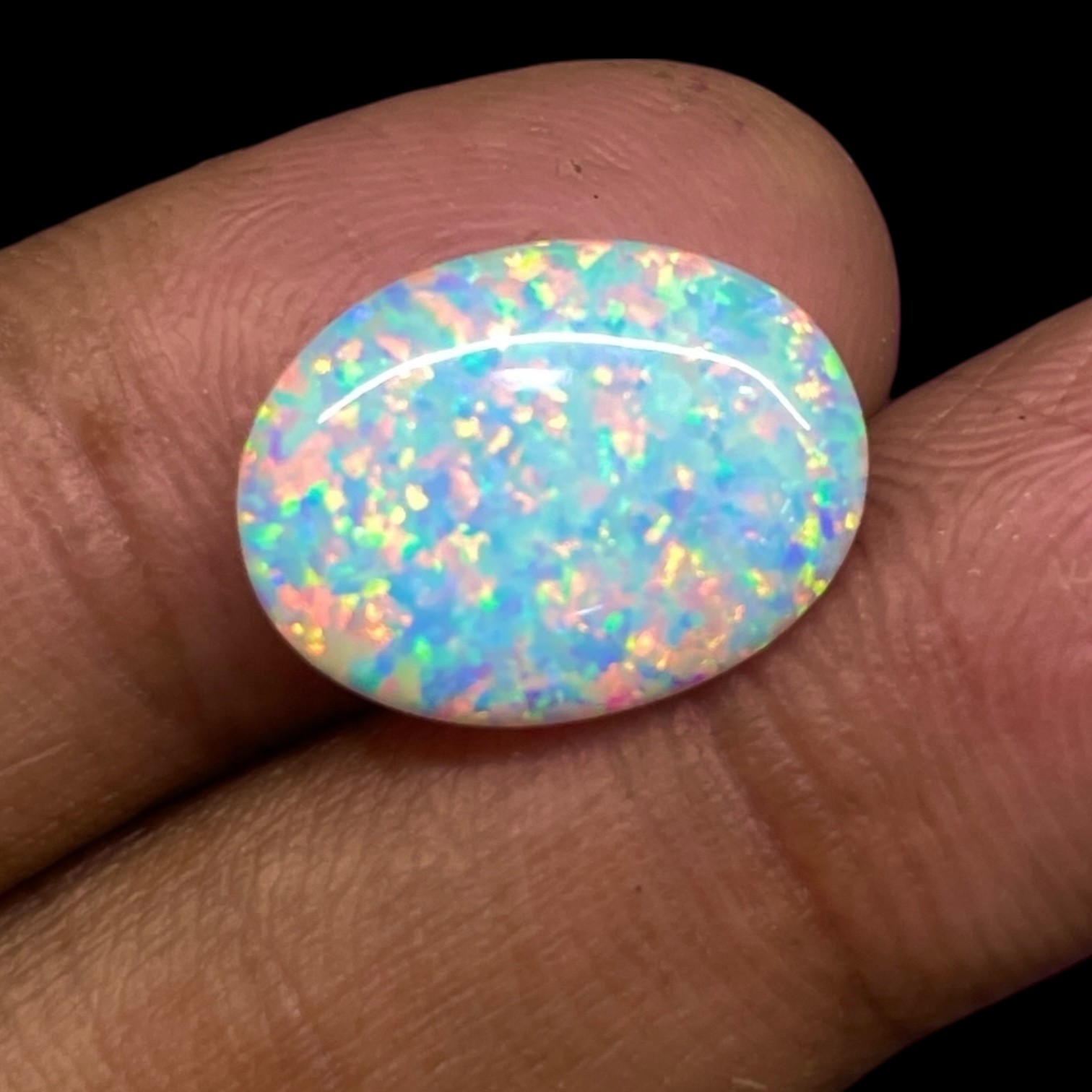 2.60 Cts Australian Opal 16x12mm Oval Cabochon AAA Quality Lab Created Gemstone