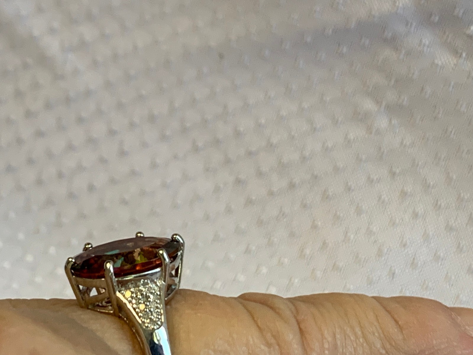 Sterling Silver Ring 4.48g Jewelry Size 7 Band Twilight Fire Topaz Look *READ*