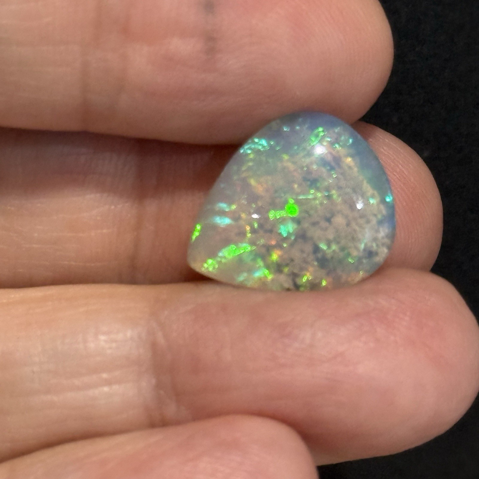 6.85ct 15.2×13.3×6.7mm Fine Galaxy Ethiopian Welo Opal Pear Shaped Cabochon Gem