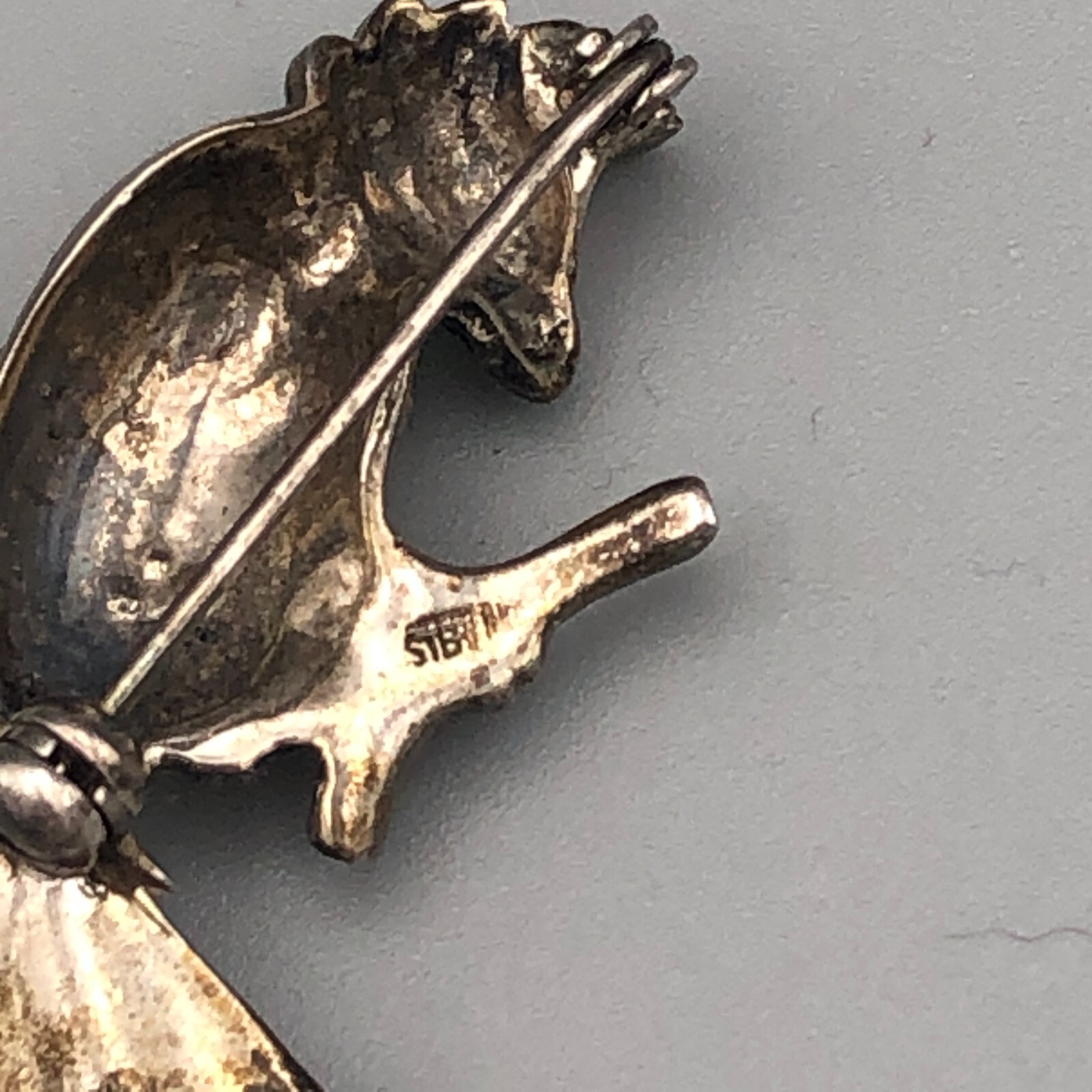 Vintage Sterling Silver Bird Brooch Pin 925 Dimensional Cockatoo 7.36 grams