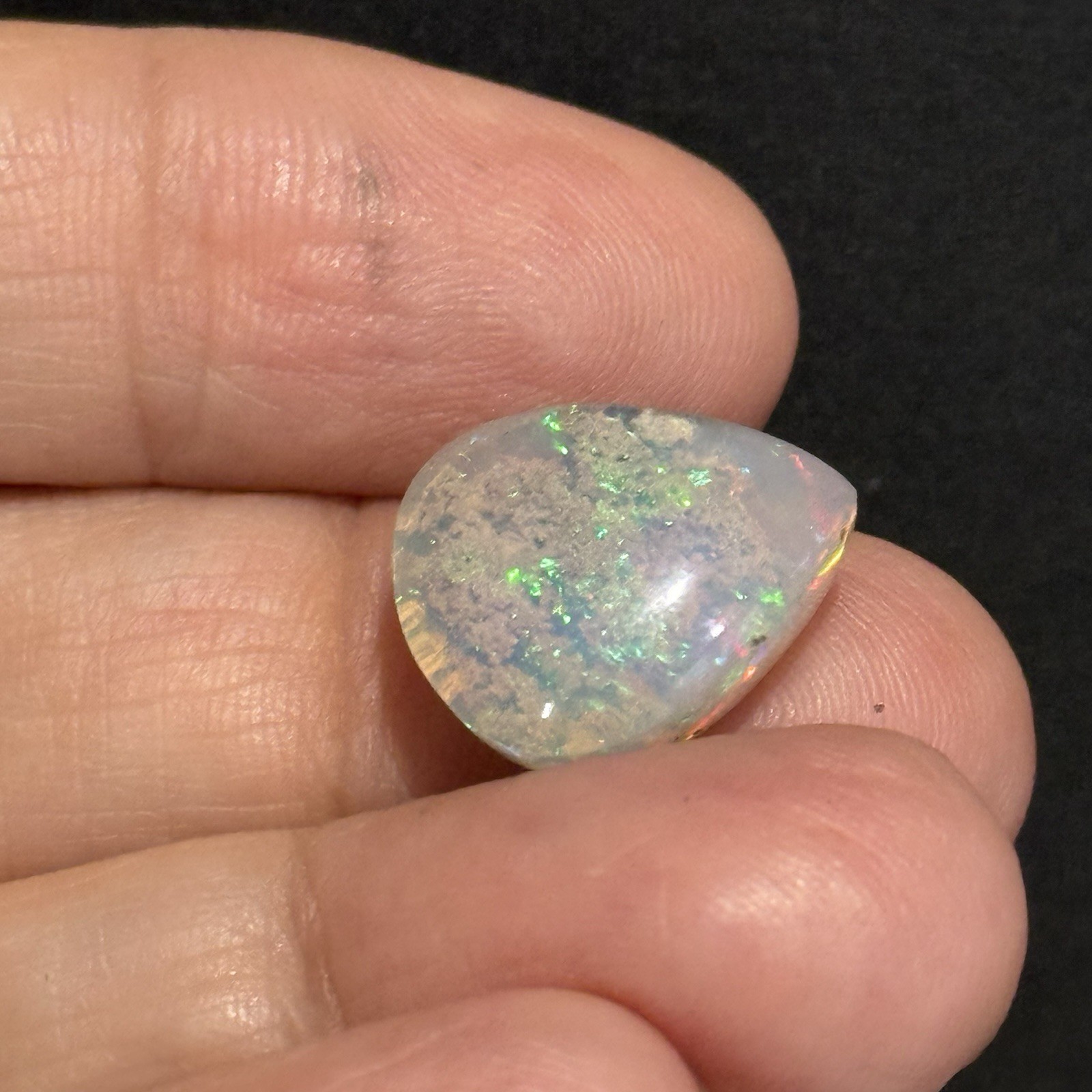 6.85ct 15.2×13.3×6.7mm Fine Galaxy Ethiopian Welo Opal Pear Shaped Cabochon Gem