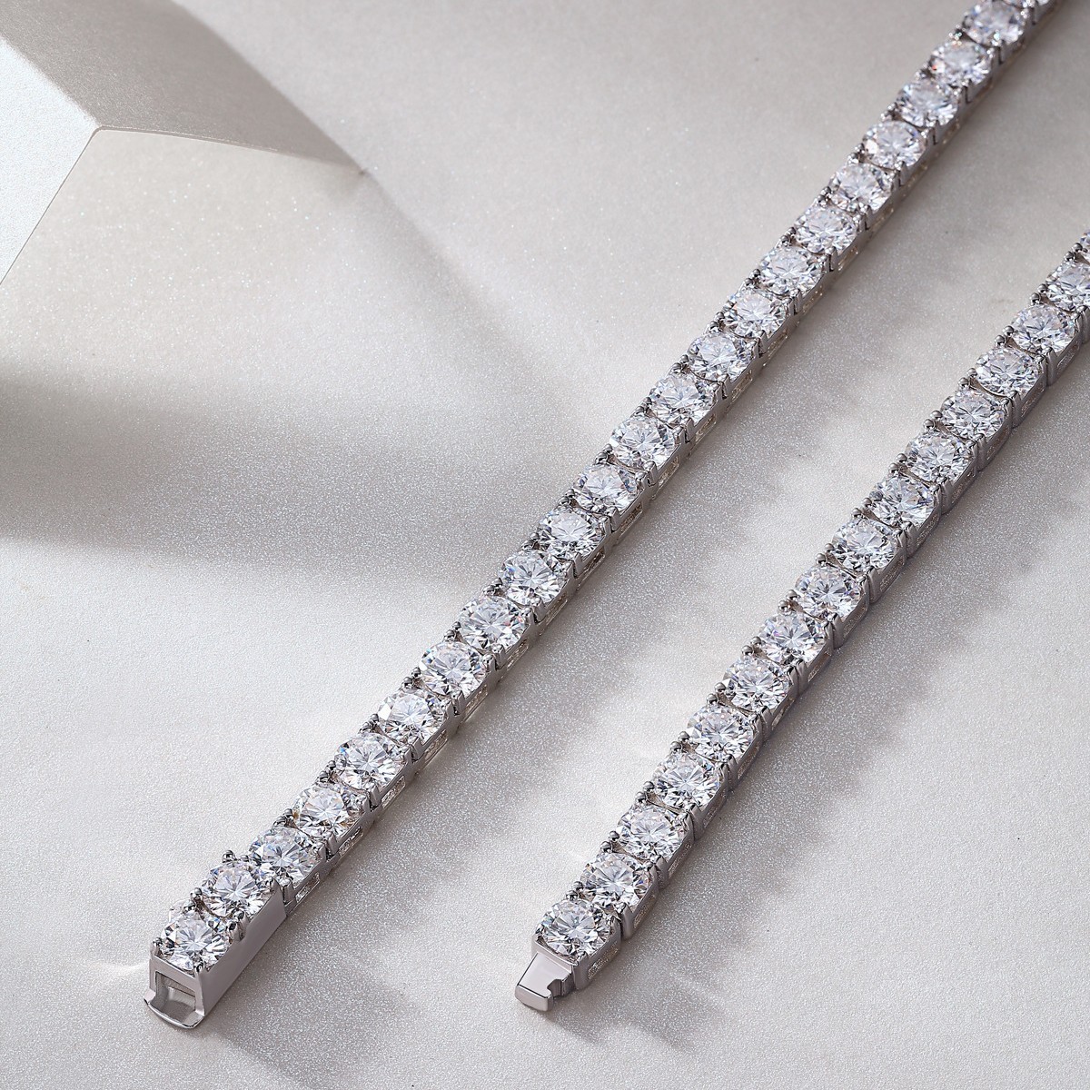 3MM REAL MOISSANITE Silver Tennis Chain Necklace – VVS D Color – Passes Tester
