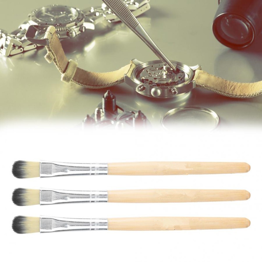 3Pcs Watch Spare Parts Movement Craft Cleaning Brush Kit Watchmaker Repair Tool