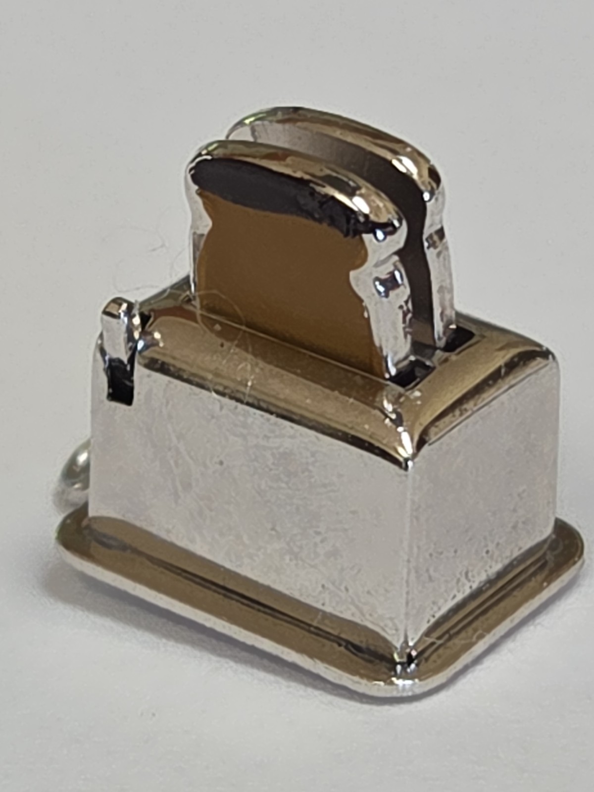 Sterling Silver ~ Toaster Charm ~ VERY Limited Enamel or Case Wear! ~ VINTAGE
