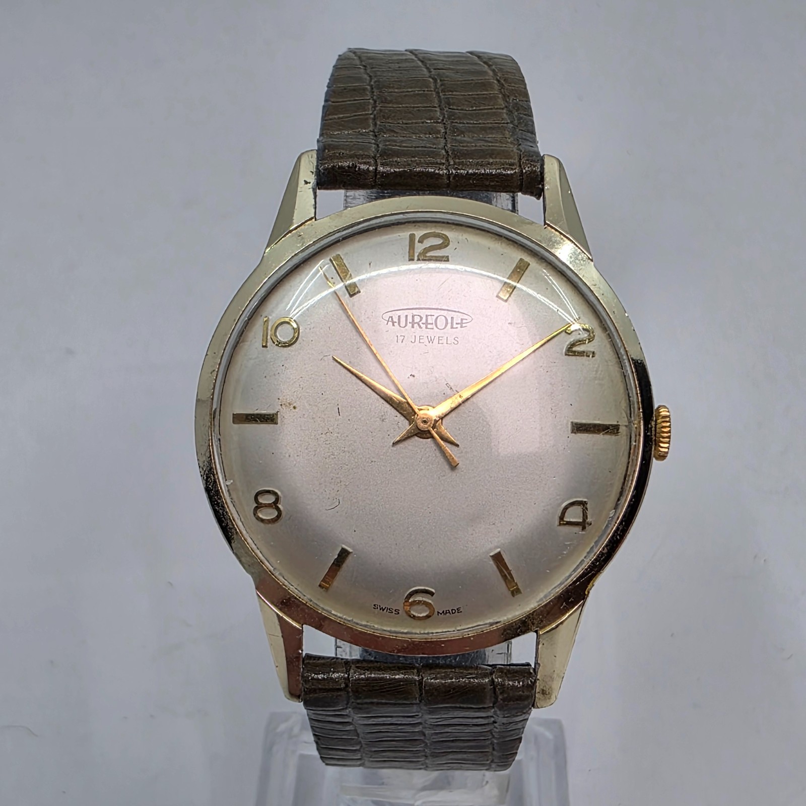 Aureole Swiss 17 Jewels Mens Vintage Manual Wind Watch 36mm