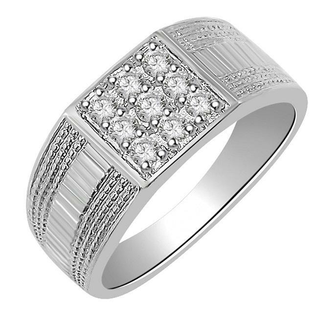 Round Cut Diamond 0.35 Ct I1 G Men’s Wedding Ring 14K Gold Prong Set 8.40MM