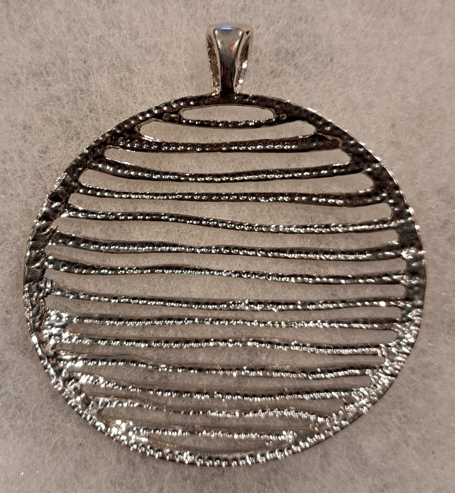 Silver Toned Metal Wavy Lines Pendant Only 2.75″