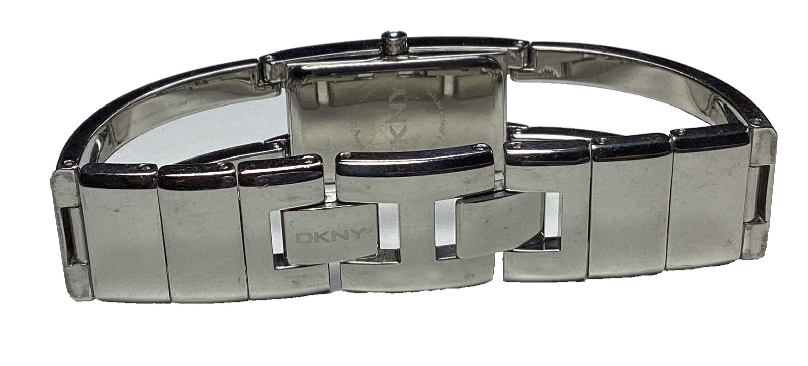 DKNY Womens Watch Tank Silver Bracelet WR New Battery Size 6.25” Extra Link