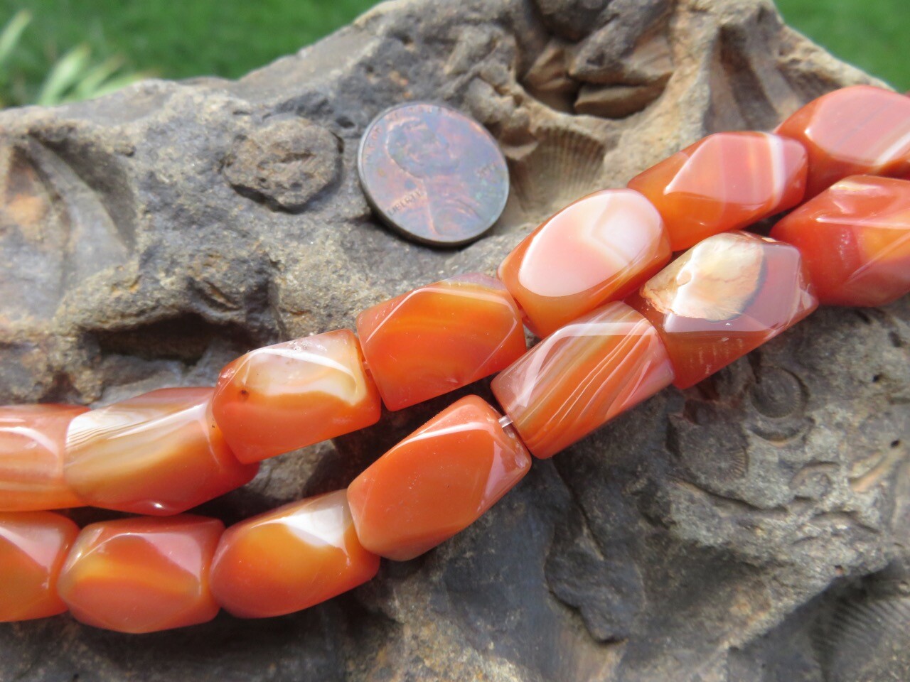Carnelian “Cornerless Cube” Rectangles 12-16mm X 8-10mm Trade Beads One 13″ Str.
