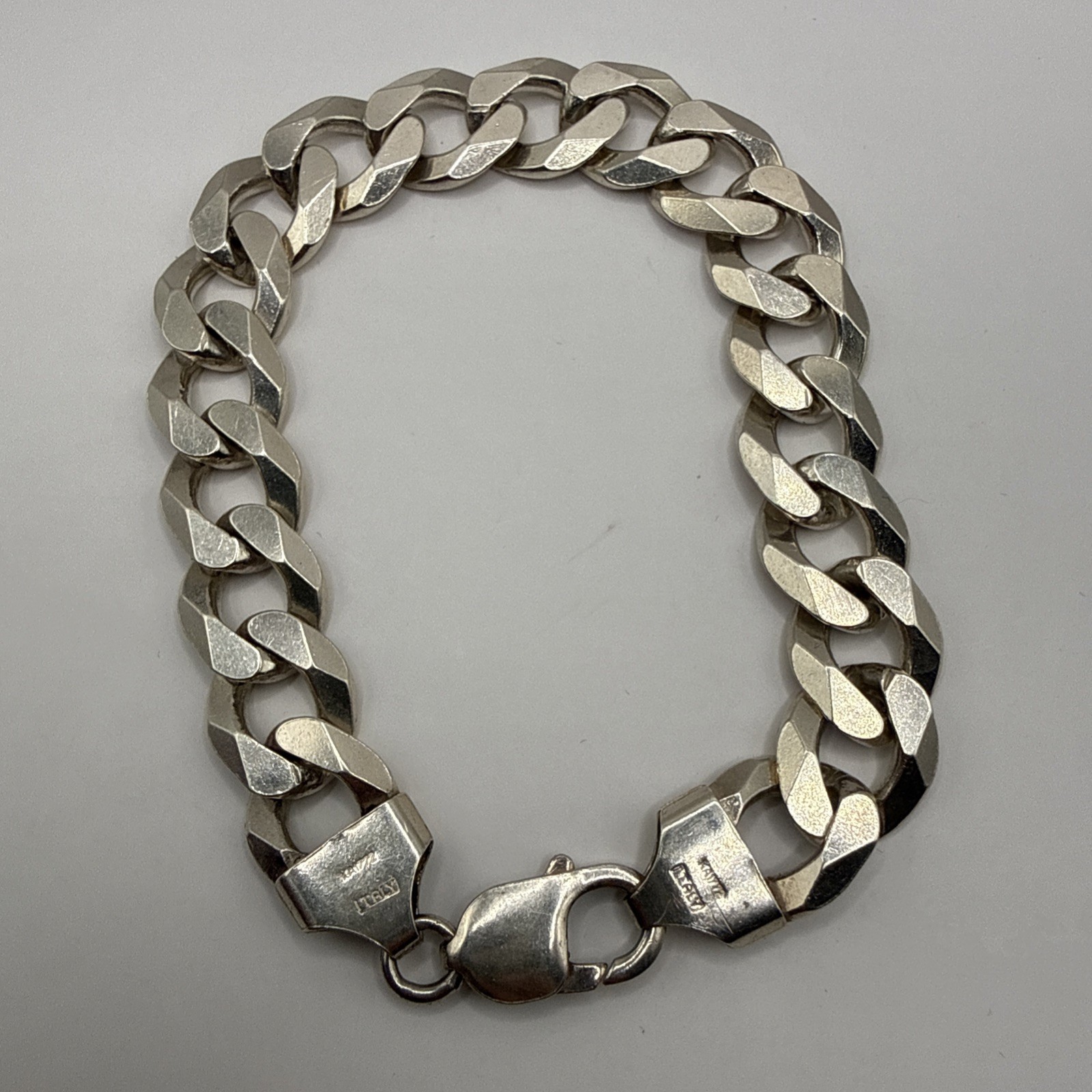 Sterling Silver Curb Chain Bracelet 9″ Length (44 Grams)