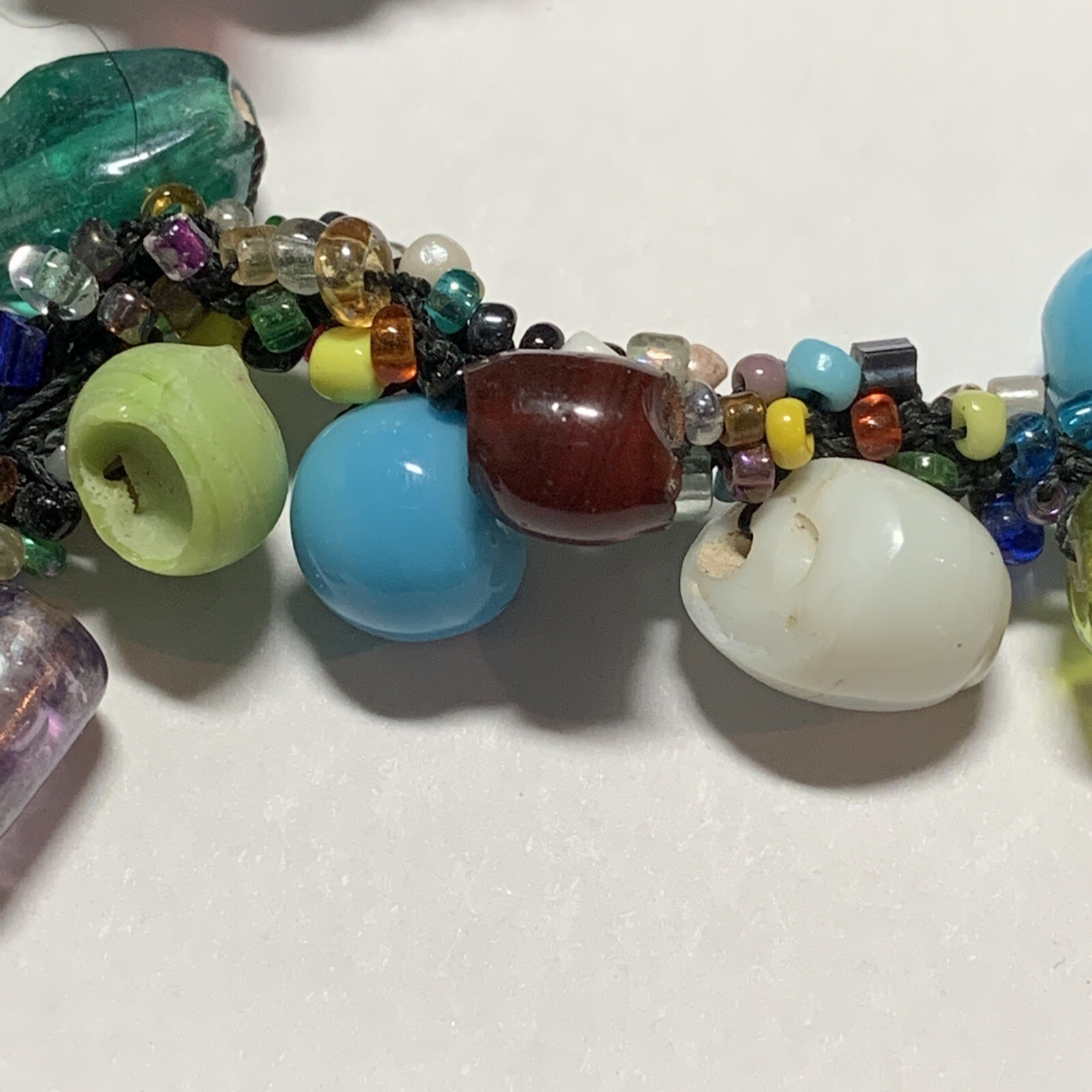 HANDCRAFTED Art Glass Seed Bead TWIST WRAP NECKLACE Multi Color EXTRA LONG 48″