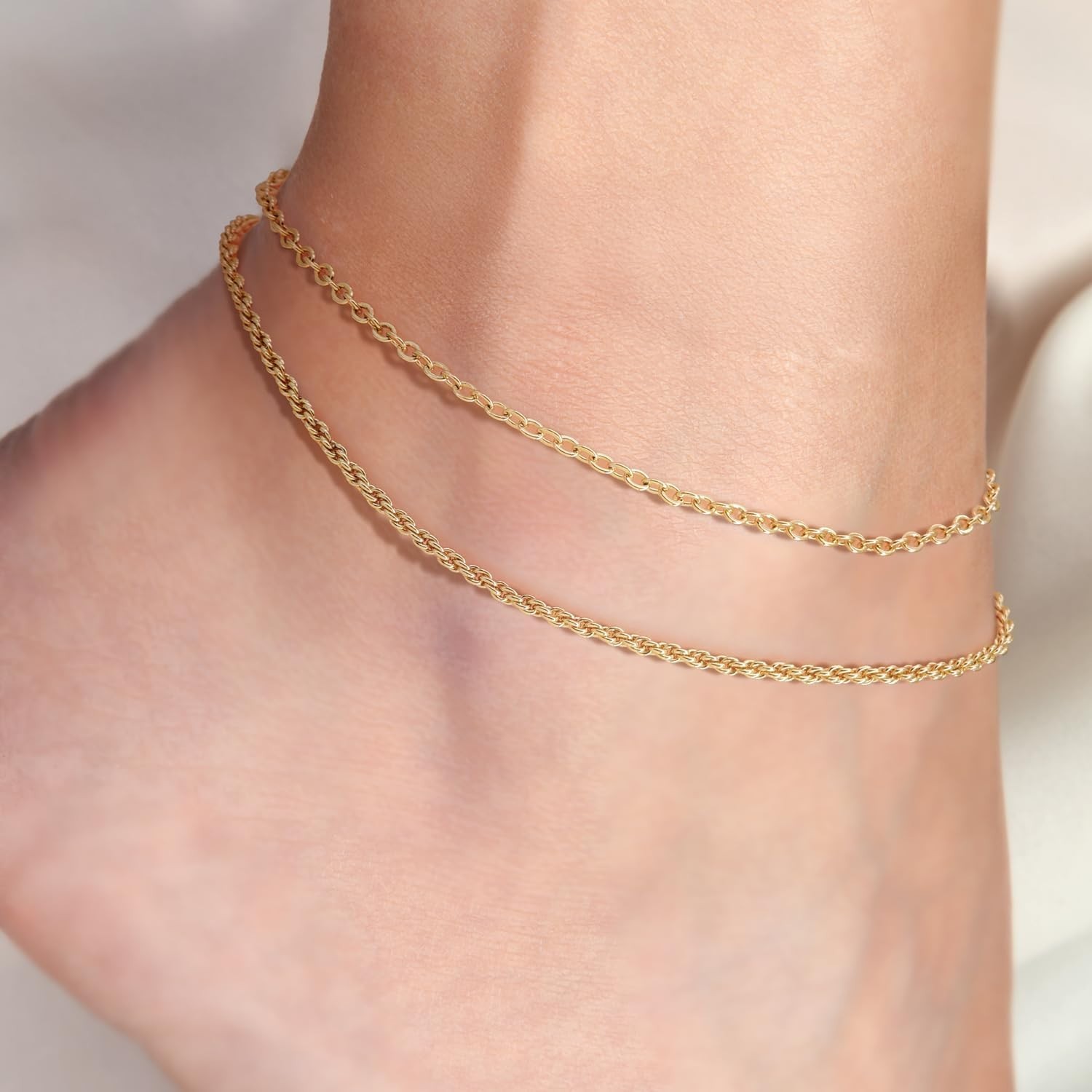 MELELIFE 14K Gold Anklet For Women Gold Ankle Bracelet