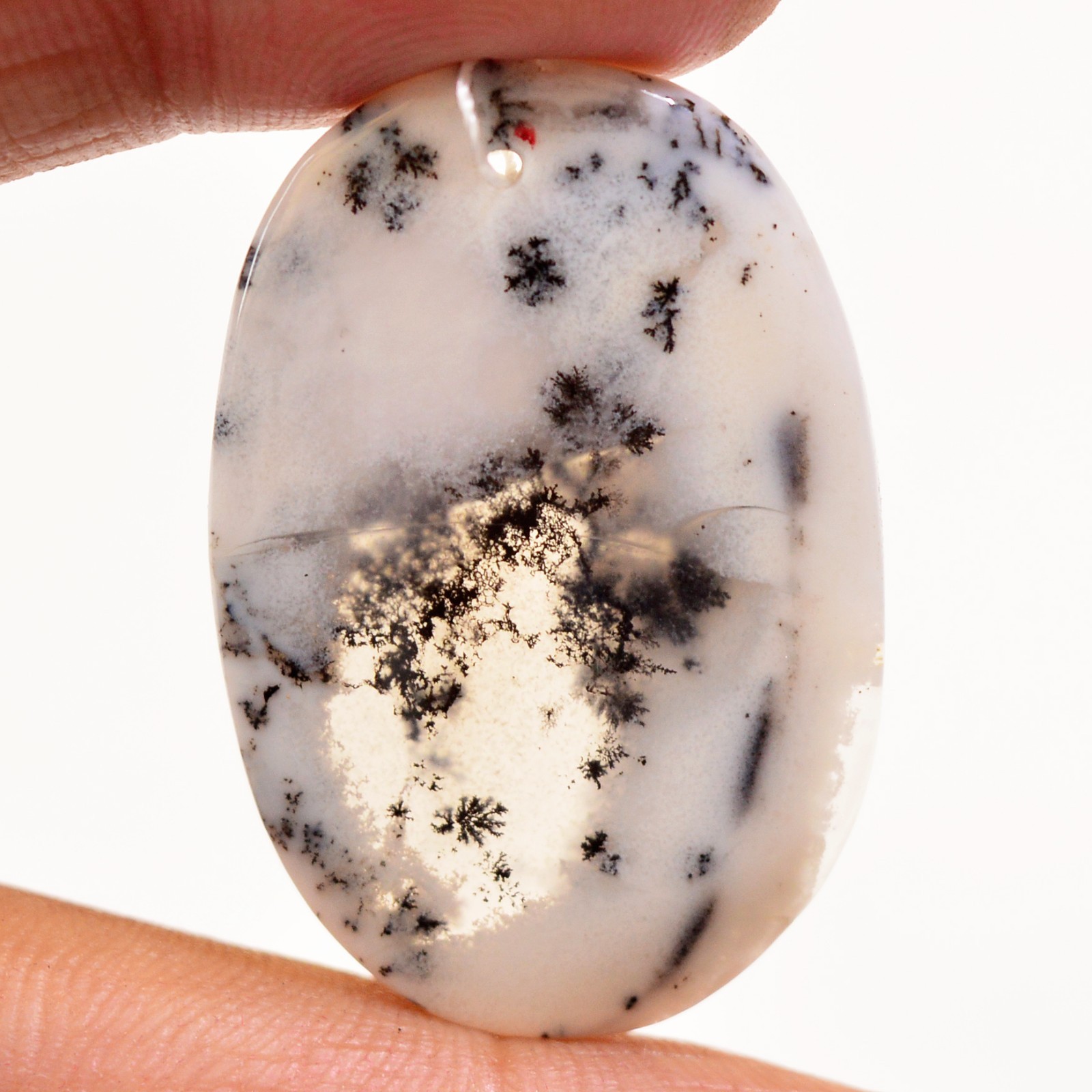 25 Cts Natural Dendrite Agate Front Drill Cabochon loose Gemstone 32×20 mm #L605