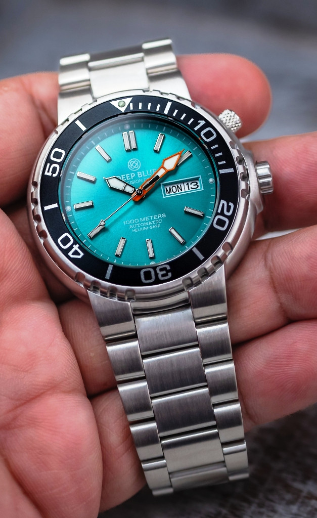 DEEP BLUE PRO SUN DIVER IV 1000 TURQUOISE DIAL DIVER BRACELET