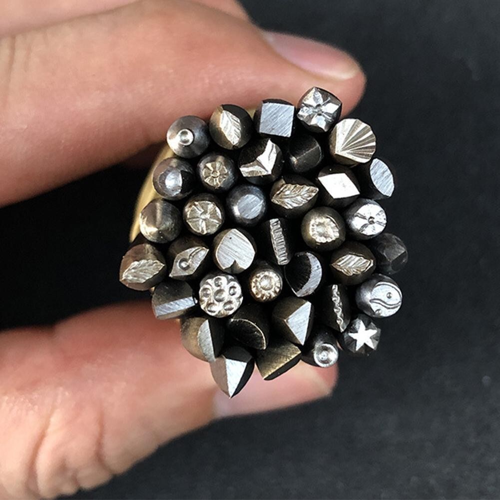 36* Mixed Size Metal Jewelry Making Stamping Punch Kit P0J1 Set flower S8G6