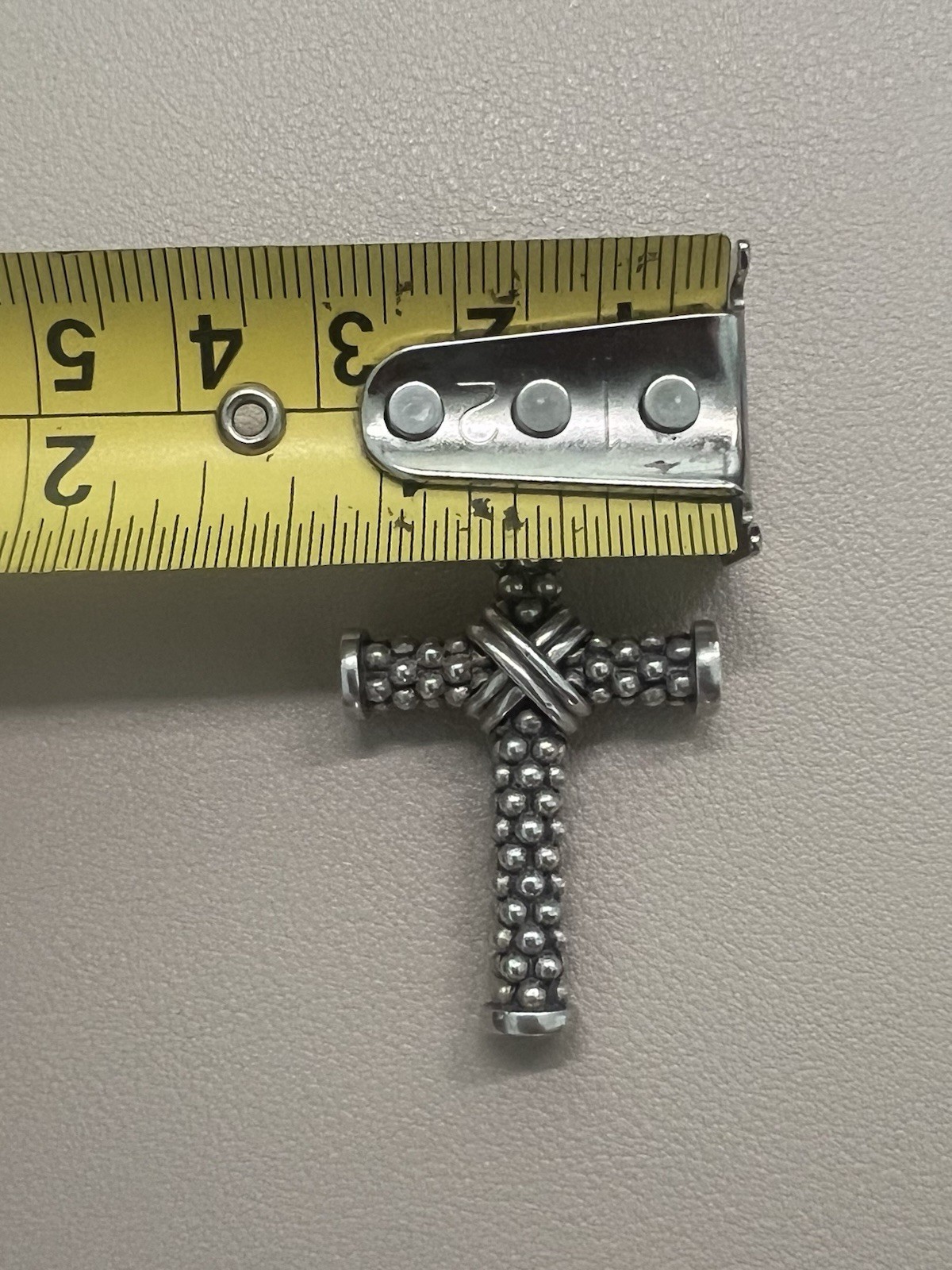 Lagos Signed 925 Sterling Silver Cross Pendant Religious No Stone Silver