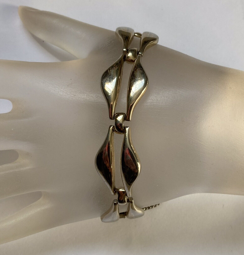 Monet Midcentury Space Age Link Bracelet with Safety Chain 7”