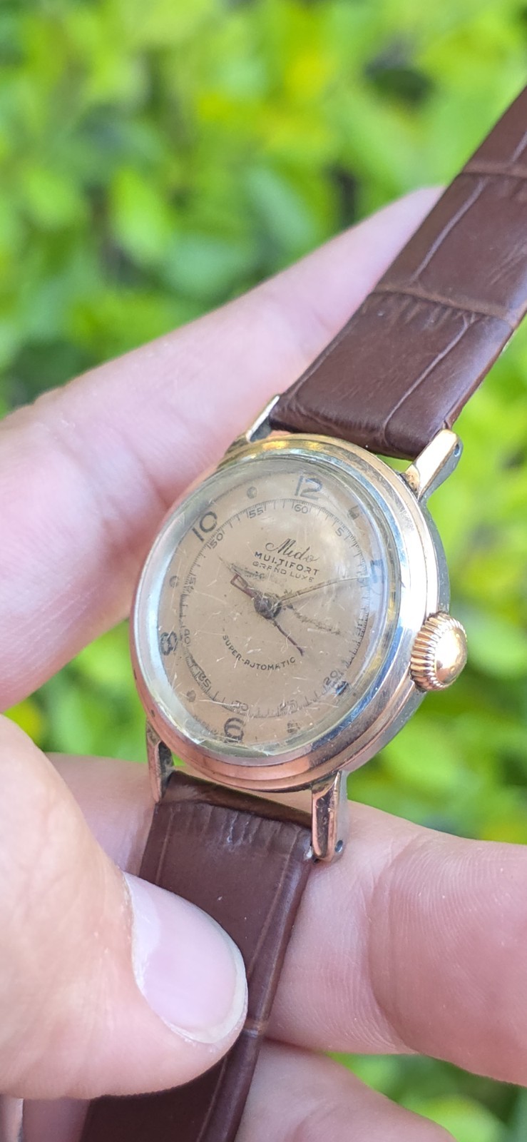Vintage Mido Multifort Automatic Bumper 29mm Salmon Dial Military Watch Cal 817