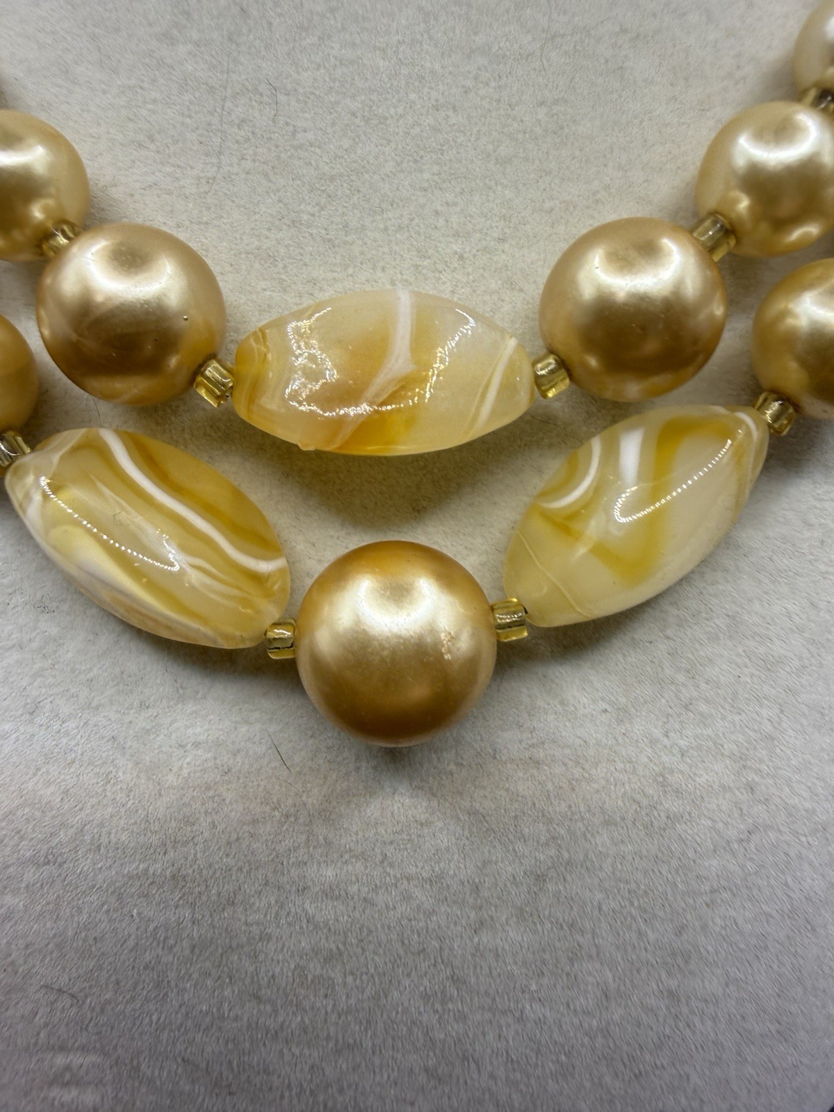 Vintage Unsigned Glass Bow Pearl Double Strand Necklace 50s Japan