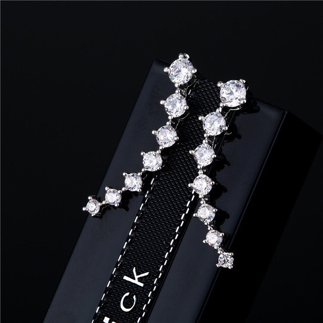 925 Sterling Silver Ear Crawler Cuff Climber Earrings Crystal CZ Charm Women K51