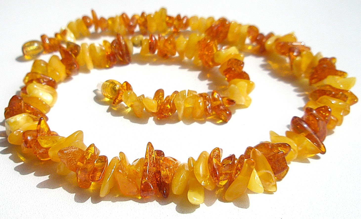 Genuine Baltic Amber Chip Necklace Boho Egg Yolk Cognac 45 cm – 17.7”, 18 gram