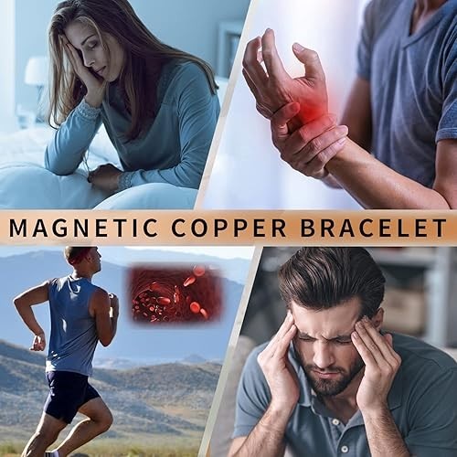 Copper Bracelet for Men and Women, 99.9% Pure Copper Magnetic Bangle with 8Pcs 3