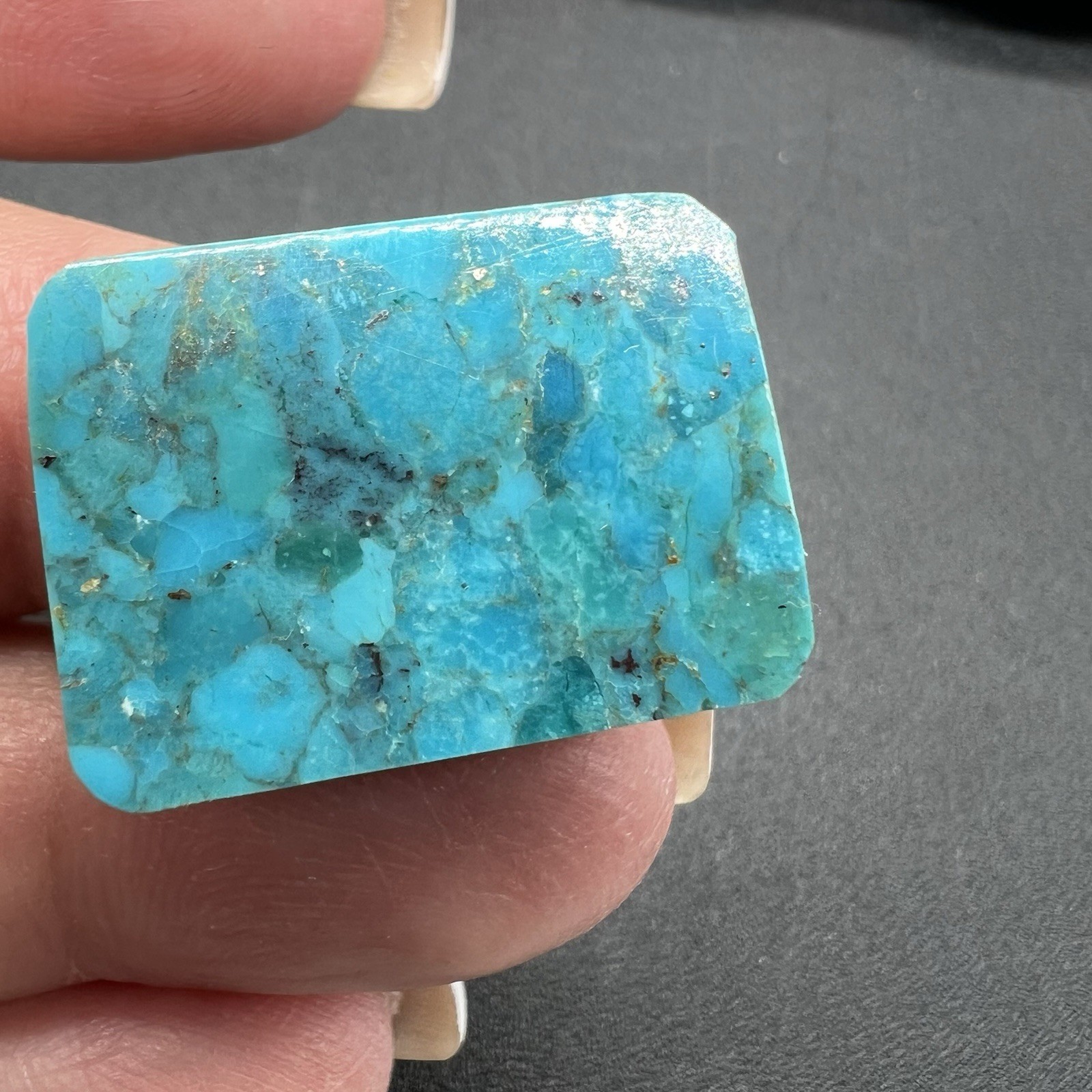 Composite Turquoise Rectangular Cabochon Blue Mosaic Stone Jewelry 3g