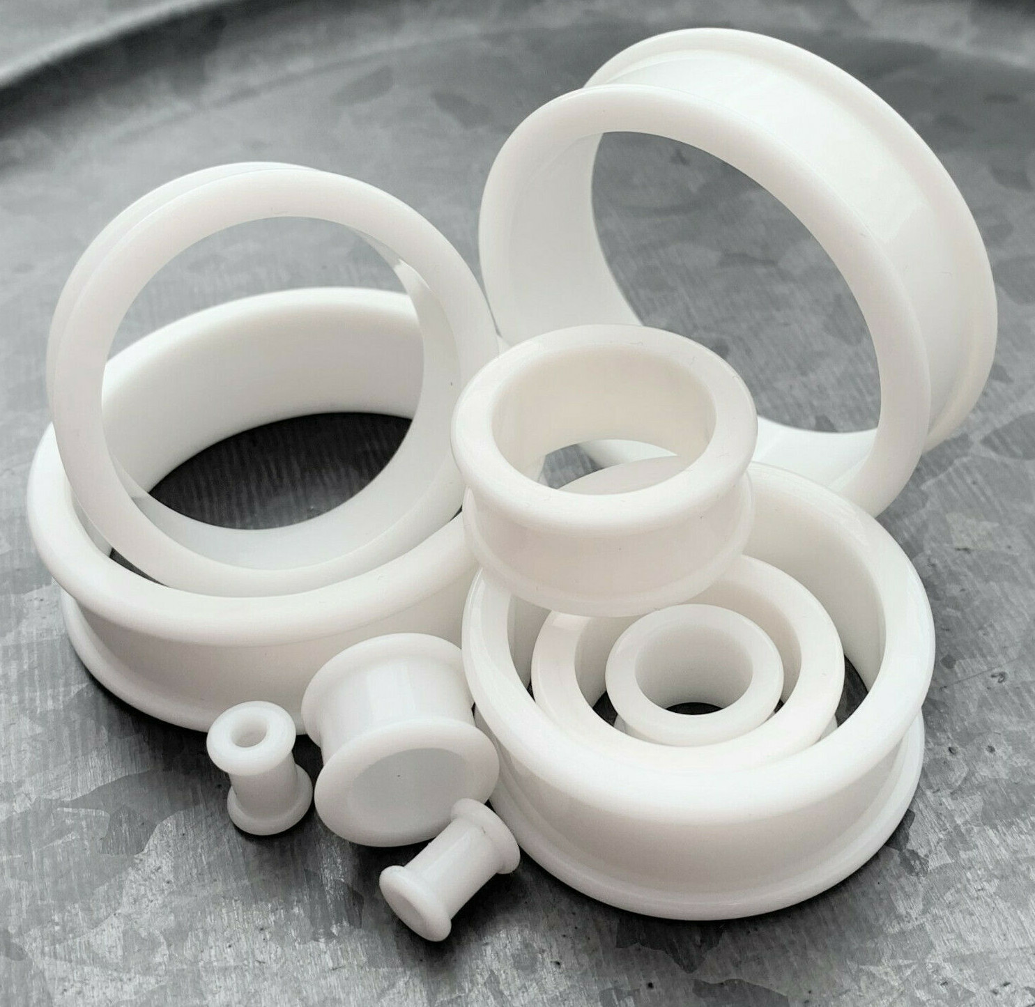 PAIR White Silicone Tunnels Double Flare Plugs Earlets Gauges up to 2 inch!