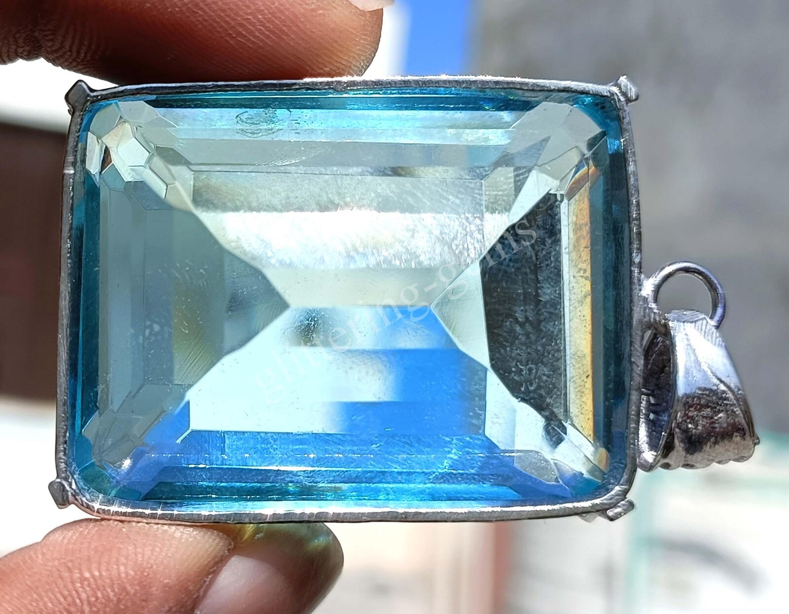 225.00 Ct Emerald Cut Natural Blue Aquamarine 925 Silver Pendant Loose Gems AJ21