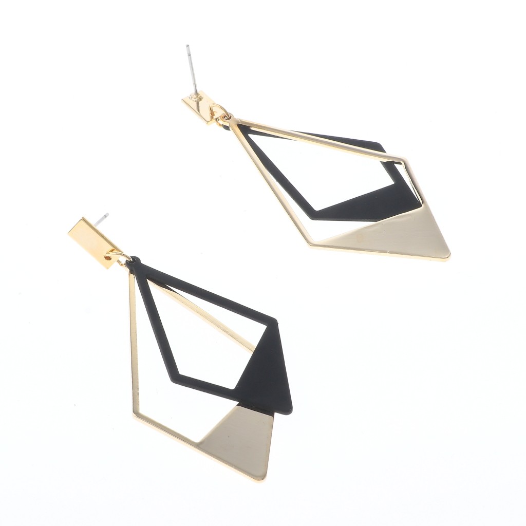 Gold Tone Alloy Metal Fashion Post Dangle Earrings XDS116-BLK