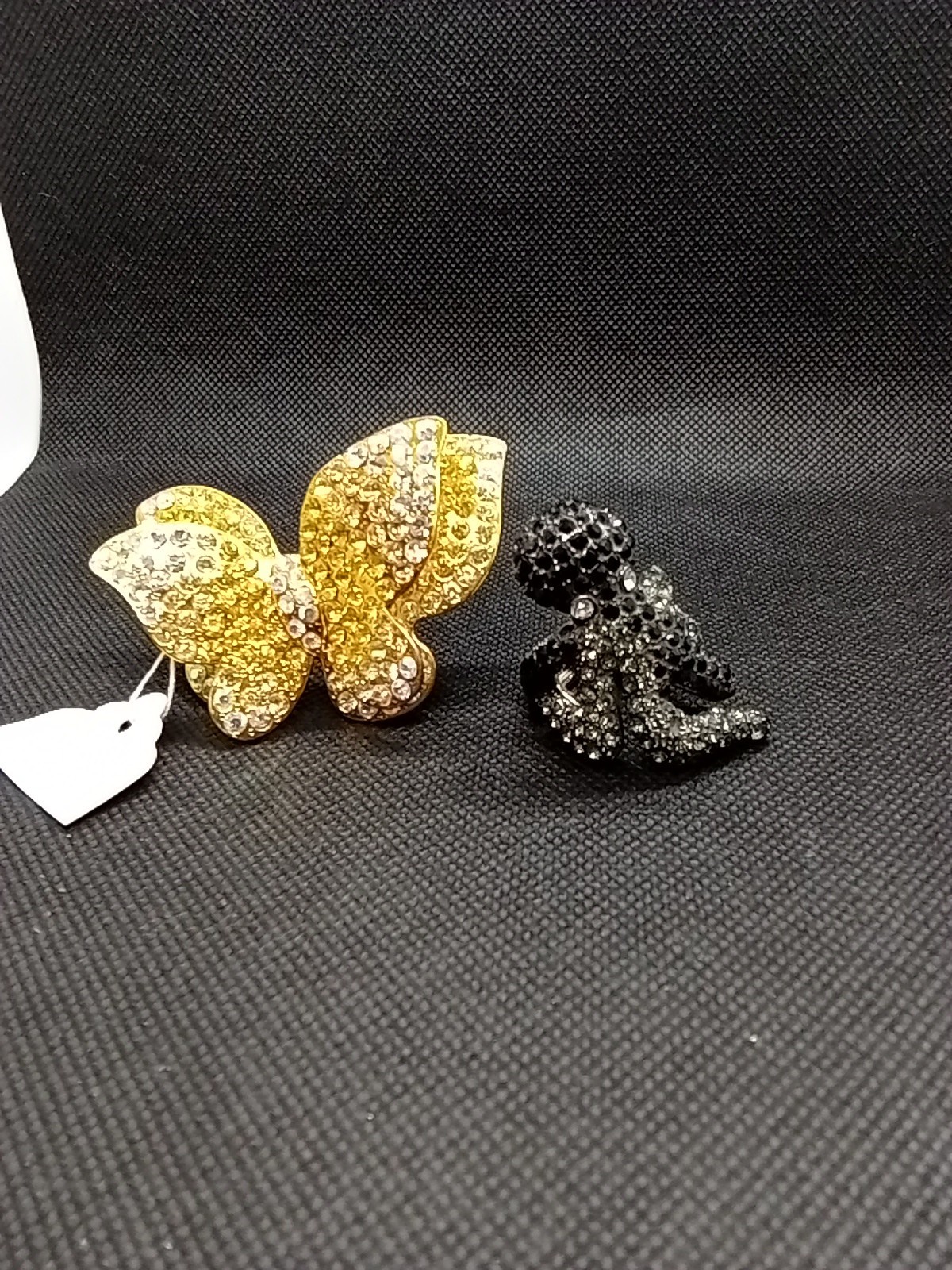 Chunky New Rhinestone Rings Butterfly Yellow White Silvertone Octopus Black Gray