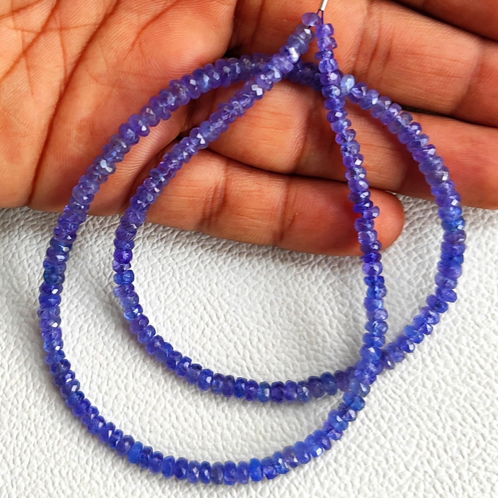 Natural Tanzanite Faceted Rondelle 4-4.5mm Beads Tanzania Gem 16″ Strand DIY