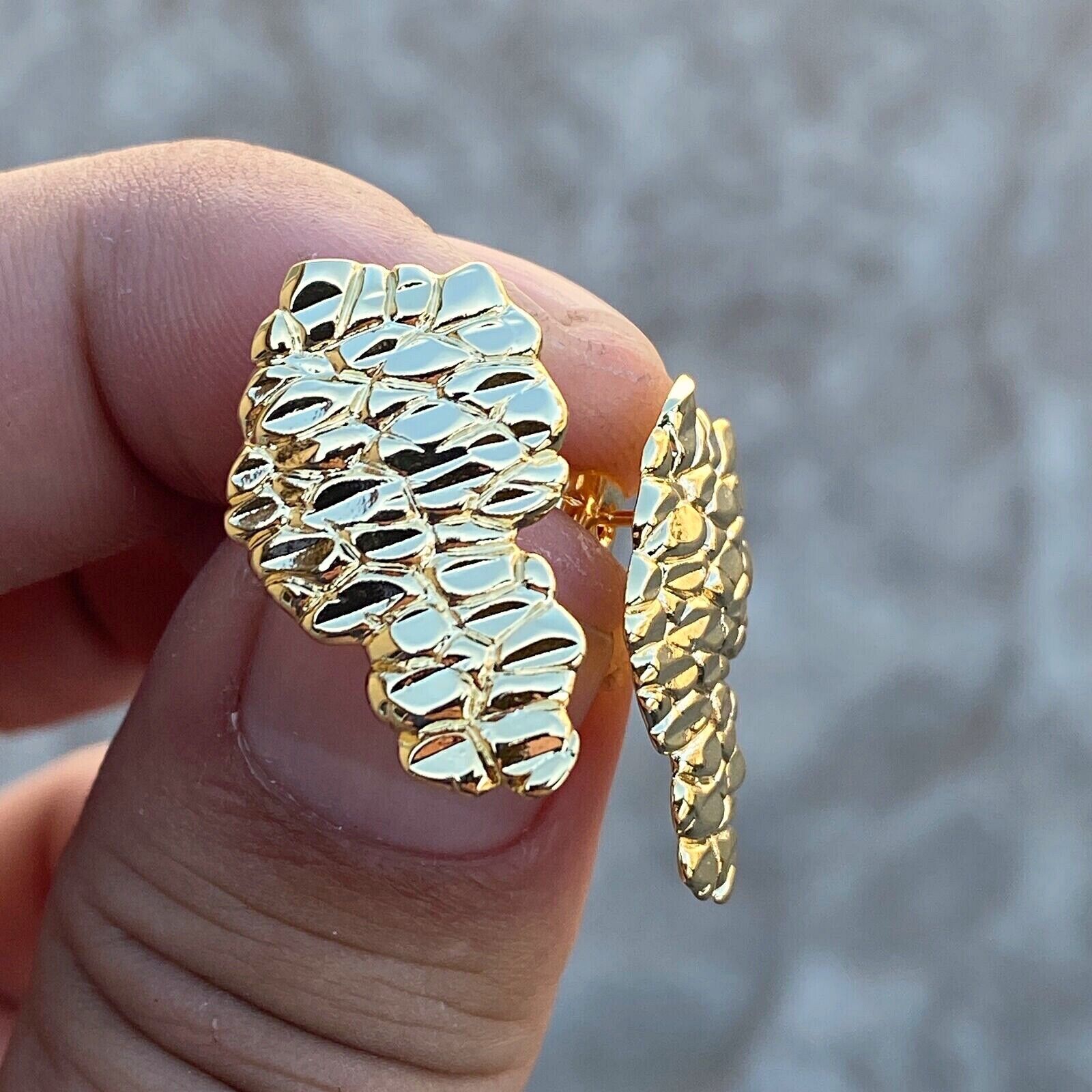 Golden Nugget Unisex Hip Hop Style Surgical Steel Post Stud Earring Earrings