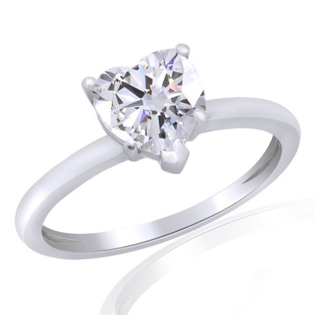 1.5 Ct Brilliant Heart Shaped Cut Solid 14K White Gold Solitaire Engagement Ring