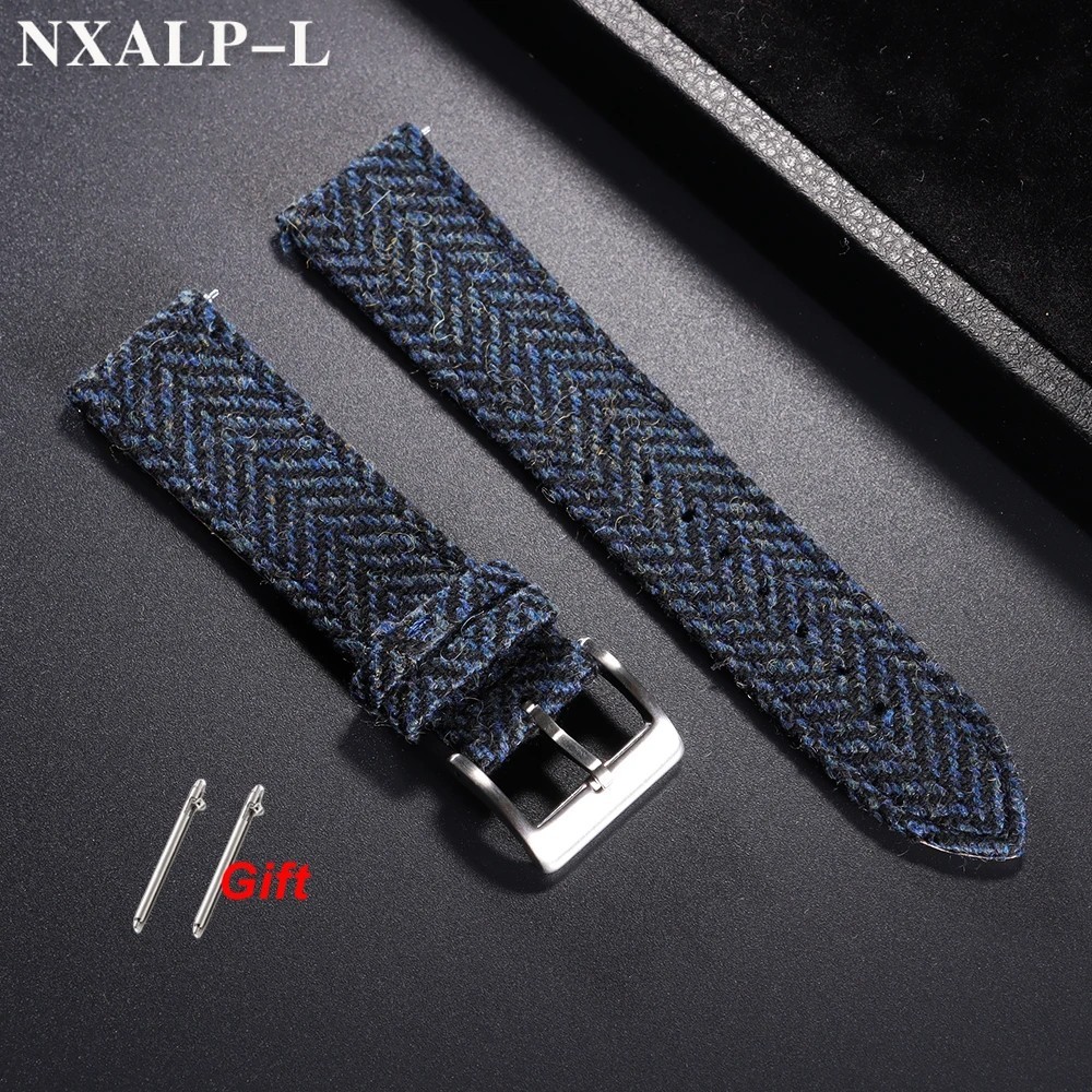 Genuine Leather Tweed Nylon Watch Strap 18mm 20mm 22mm Quick Release Band