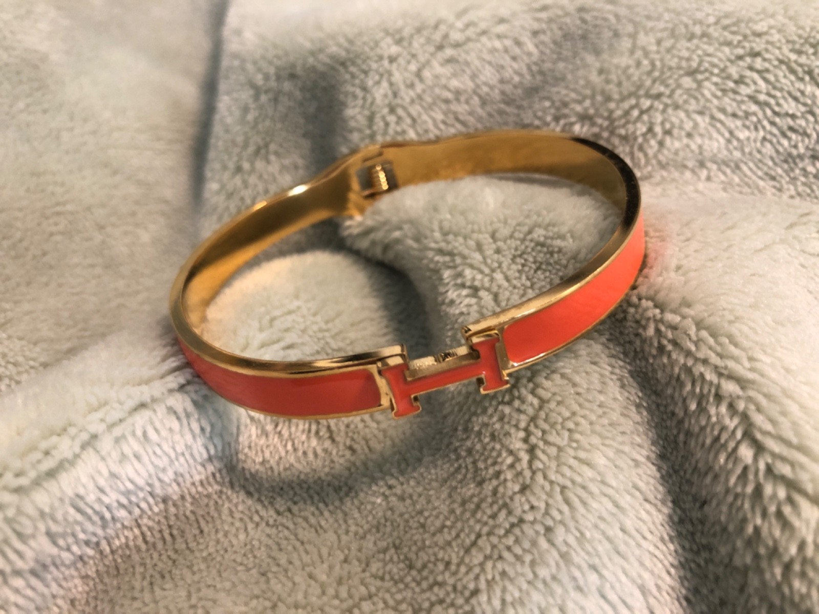 Orange Fruite Enamel Clic Clac H Cuff Bangle Bracelet Metal Designer Style