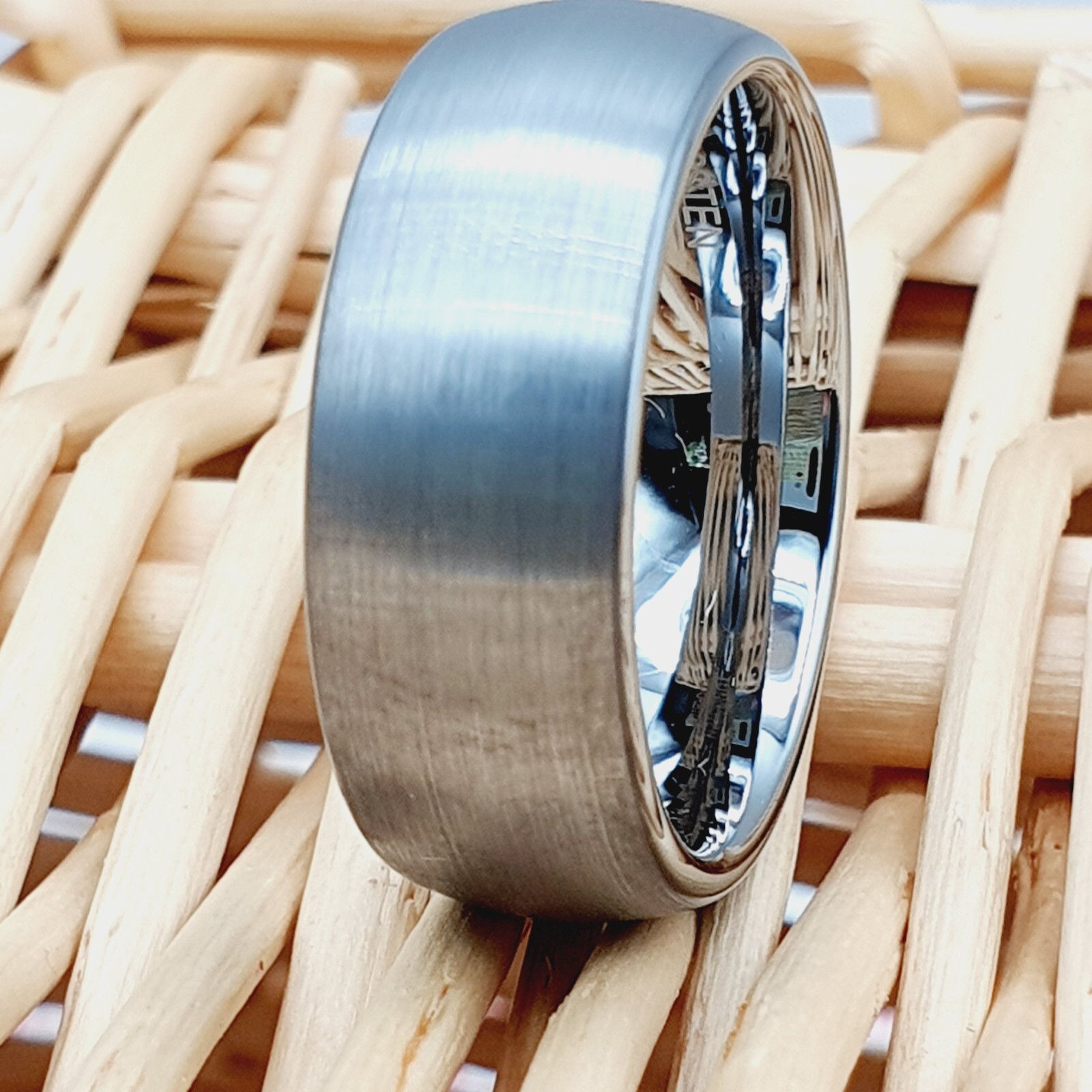 Matte Satin Brushed Silver Ring Domed Edges Tungsten Carbide Comfort-Fit Band