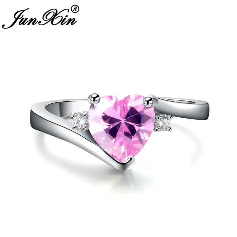Elegant Heart Silver Filled Women Wedding Ring Birthstone Ring Sz 6-11