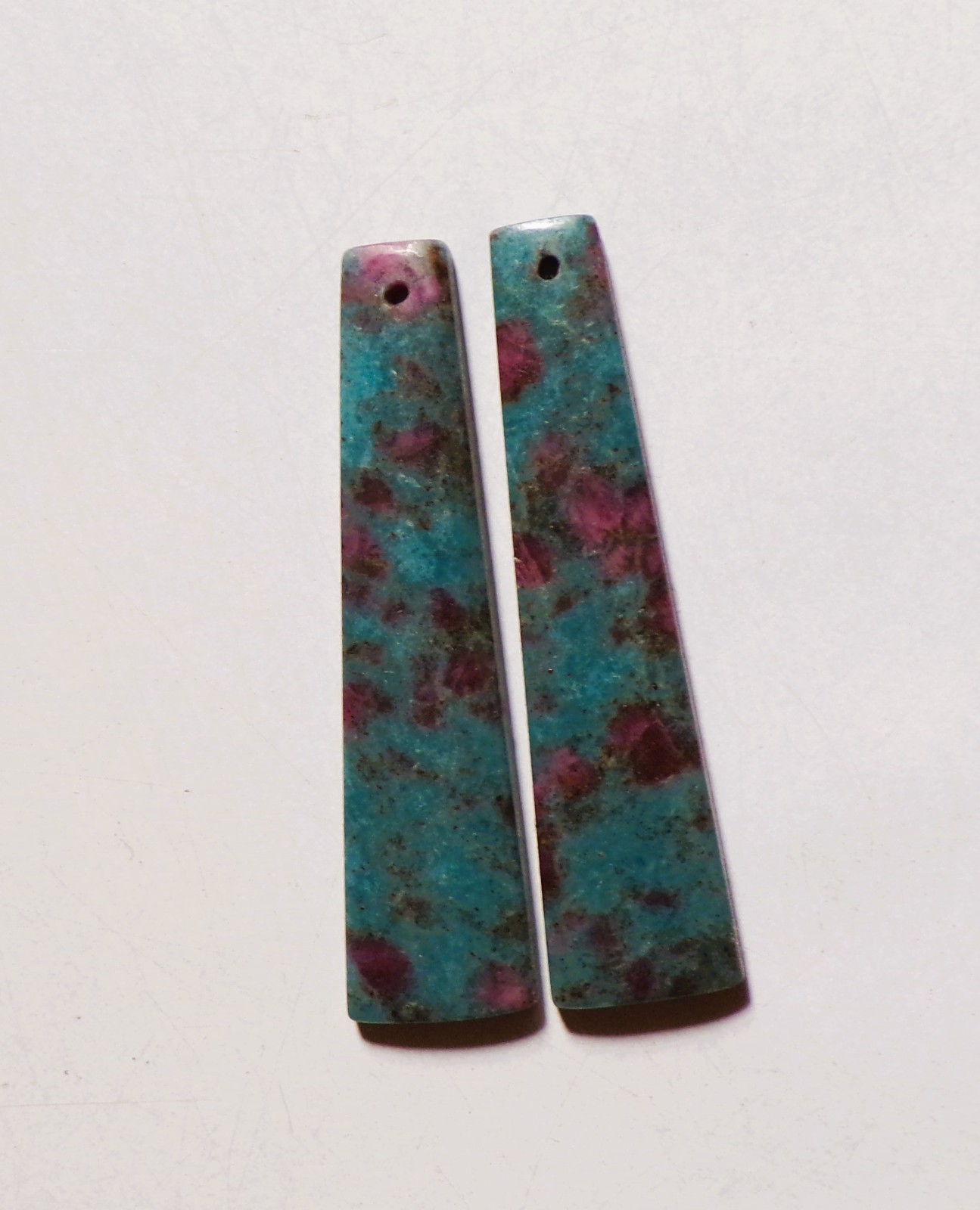 48.85 Cts Natural Kyanite Ruby Drilled Cabochon Match Pair Gemstone 47X11.5MM 44