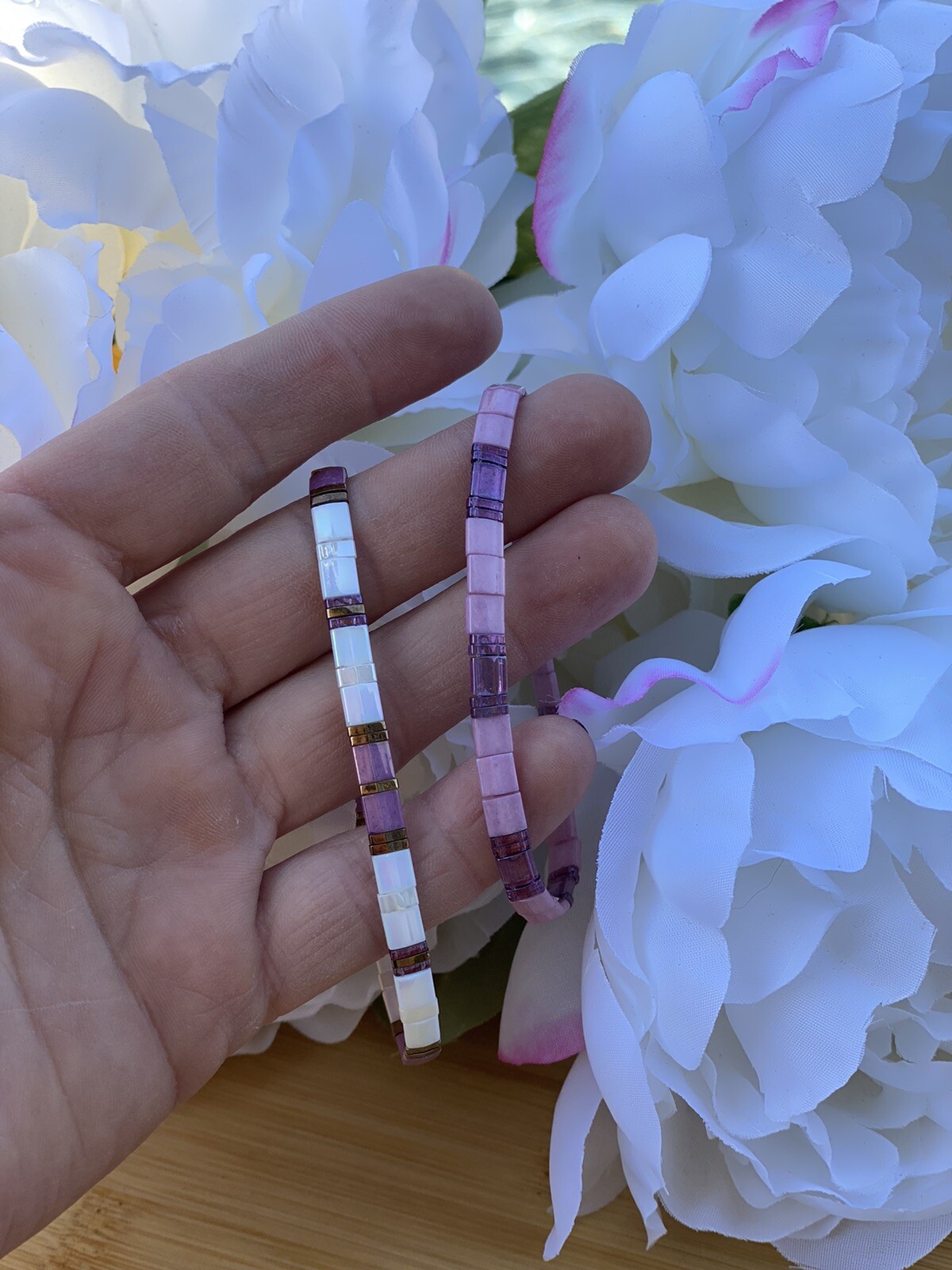Miyuki Tila bracelet boho Japanese glass tile stackable minimal USA