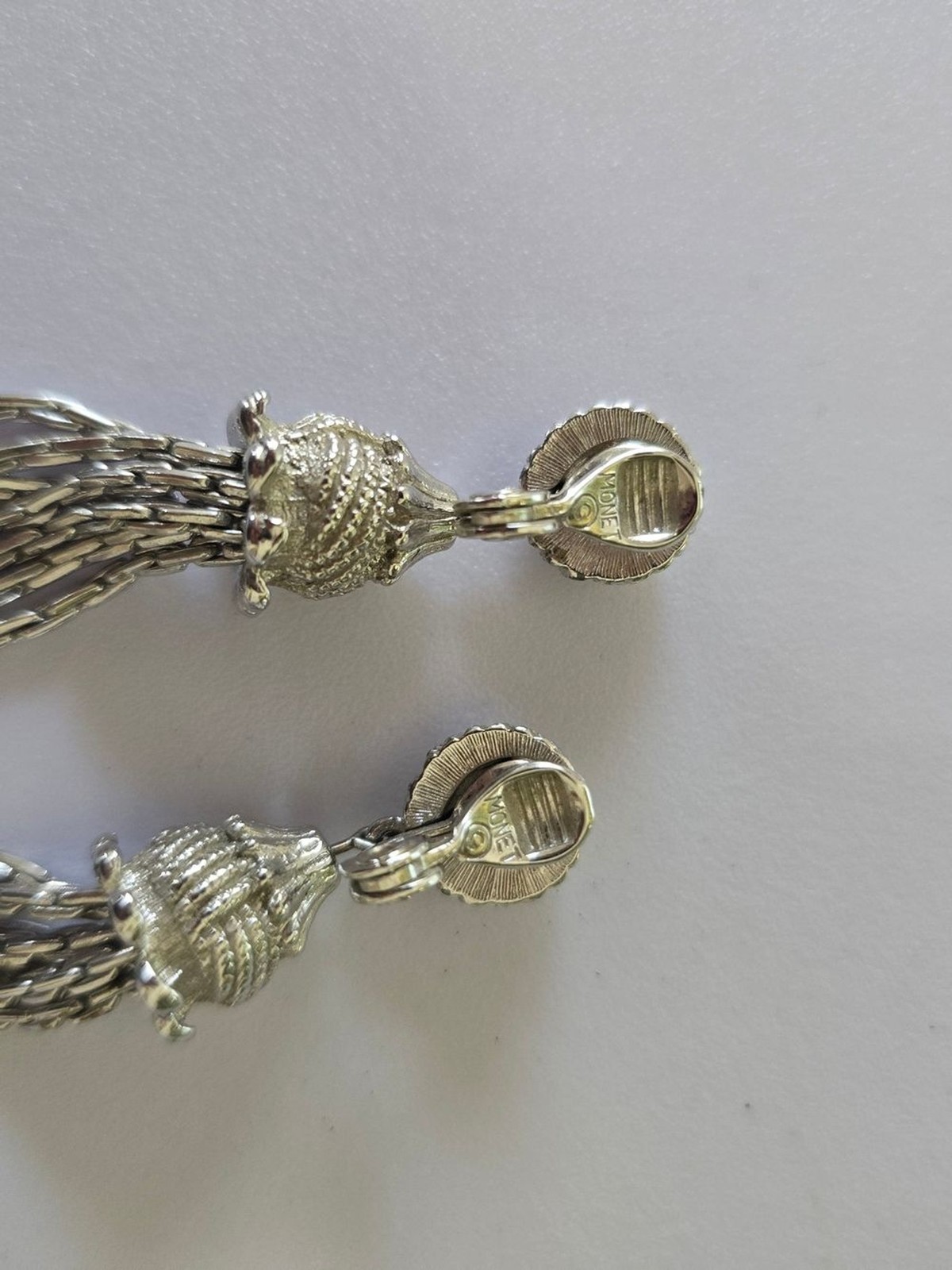 Vintage Monet Silver Tone 3 Piece Jewelry Set Necklace Clip On Earrings Bracelet
