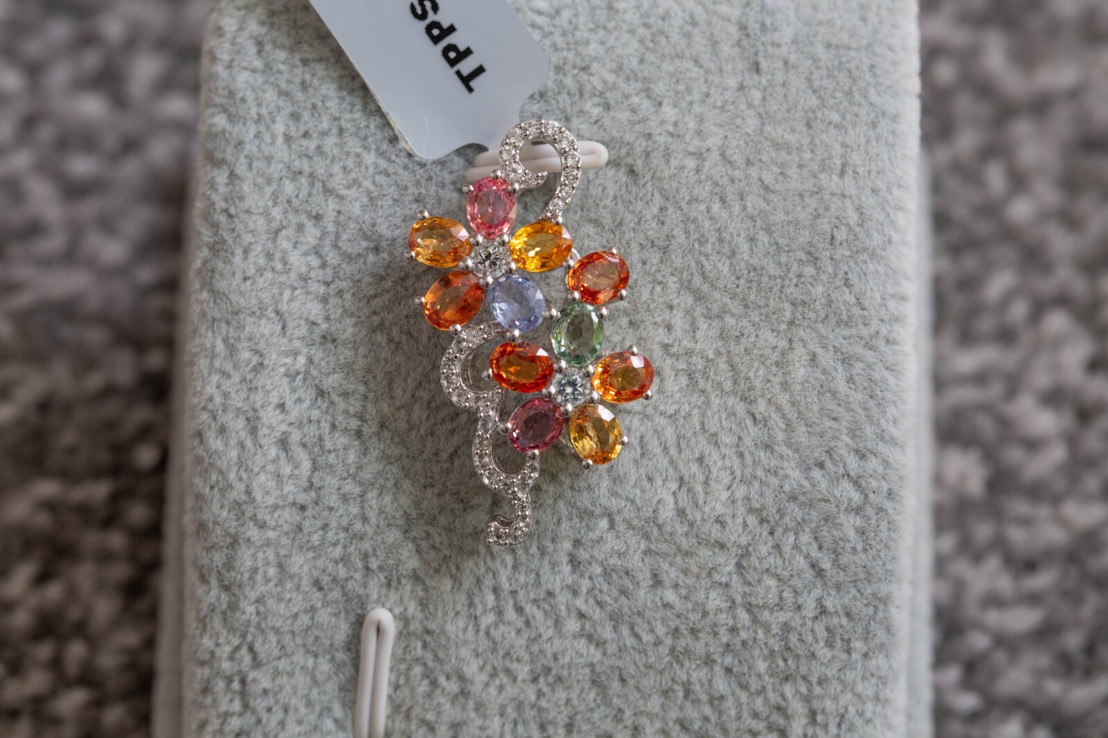 Rainbow Sapphire & White Topaz Sterling Silver Pendant Only