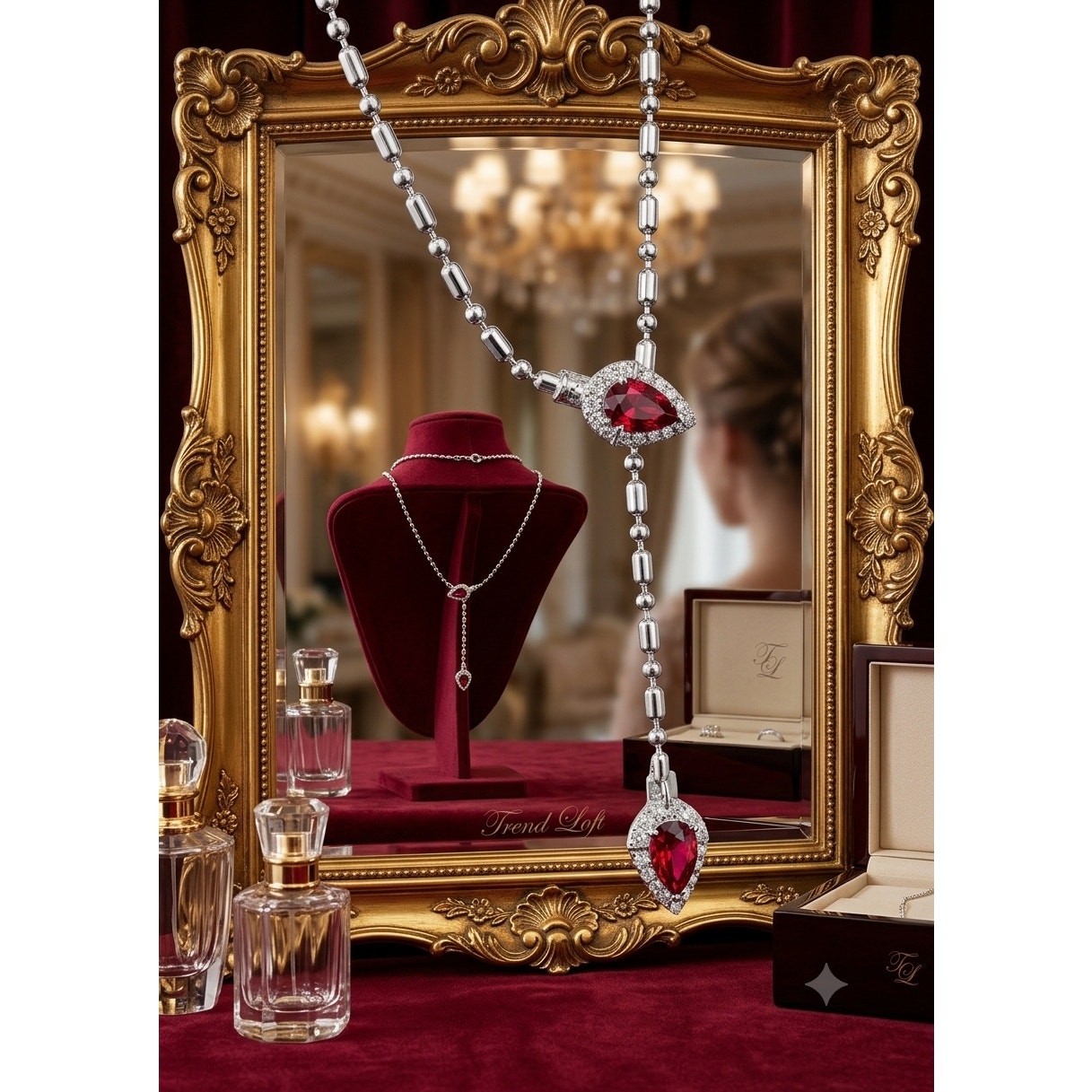 Y-shaped Chain Red Serpent Zirconia adjustable 16”-20” Necklaces