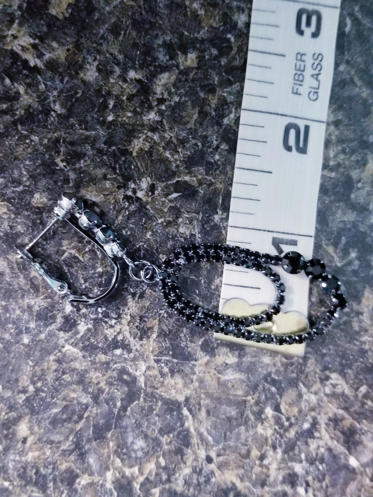 Black Dangle Chandelier Earrings Rhinestone Pageant Prom Bridesmaid Drop 2.8 in