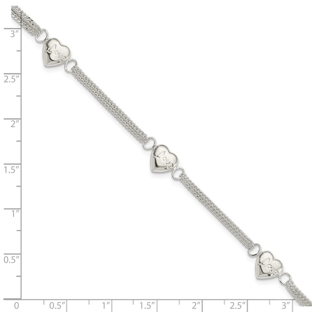 Sterling Silver Heart With Love Bracelet