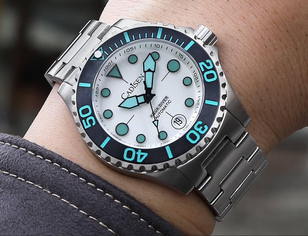 Cadisen Aqua Diver 40mm Citizen Miyota Automatic Dive Style Sports Watch White