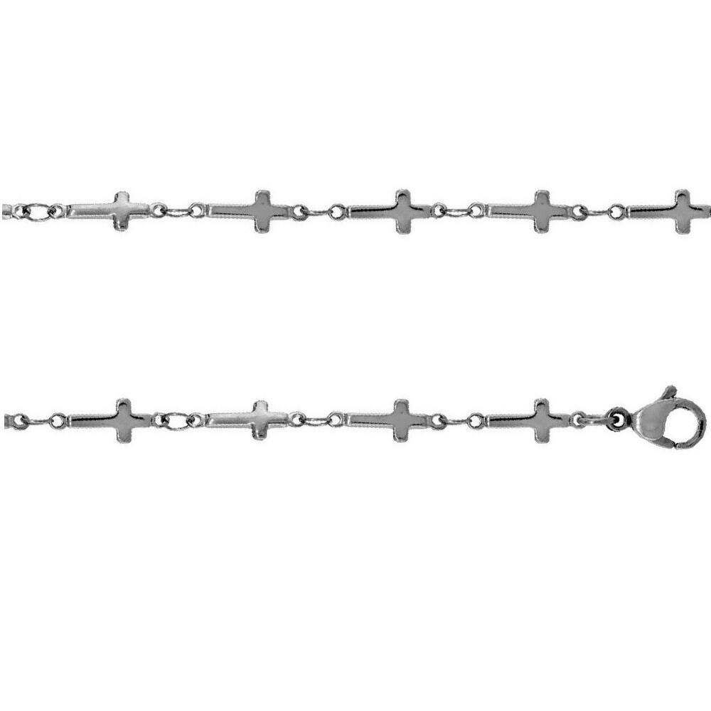 7″ to 30″ Stainless Steel 5mm Cross Link Chain Anklet, Bracelet or Necklace