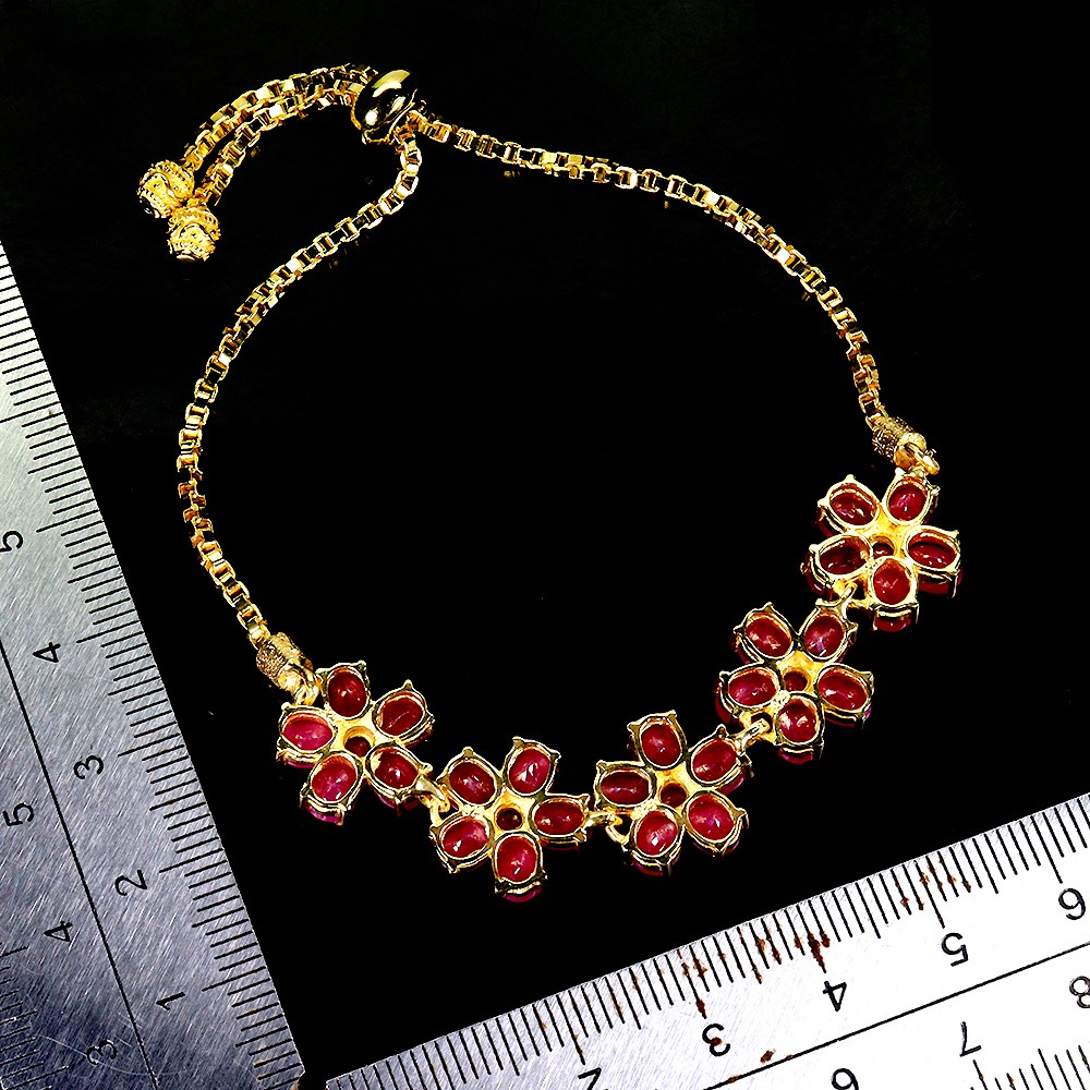925 Sterling Silver Bracelet Oval Ruby 5x4mm Natural Gemstone Jewelry 9inches