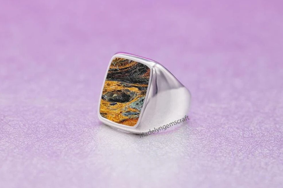 Pietersite Jasper Ring Sterling Silver Ring For Men Gift Valentine Ring