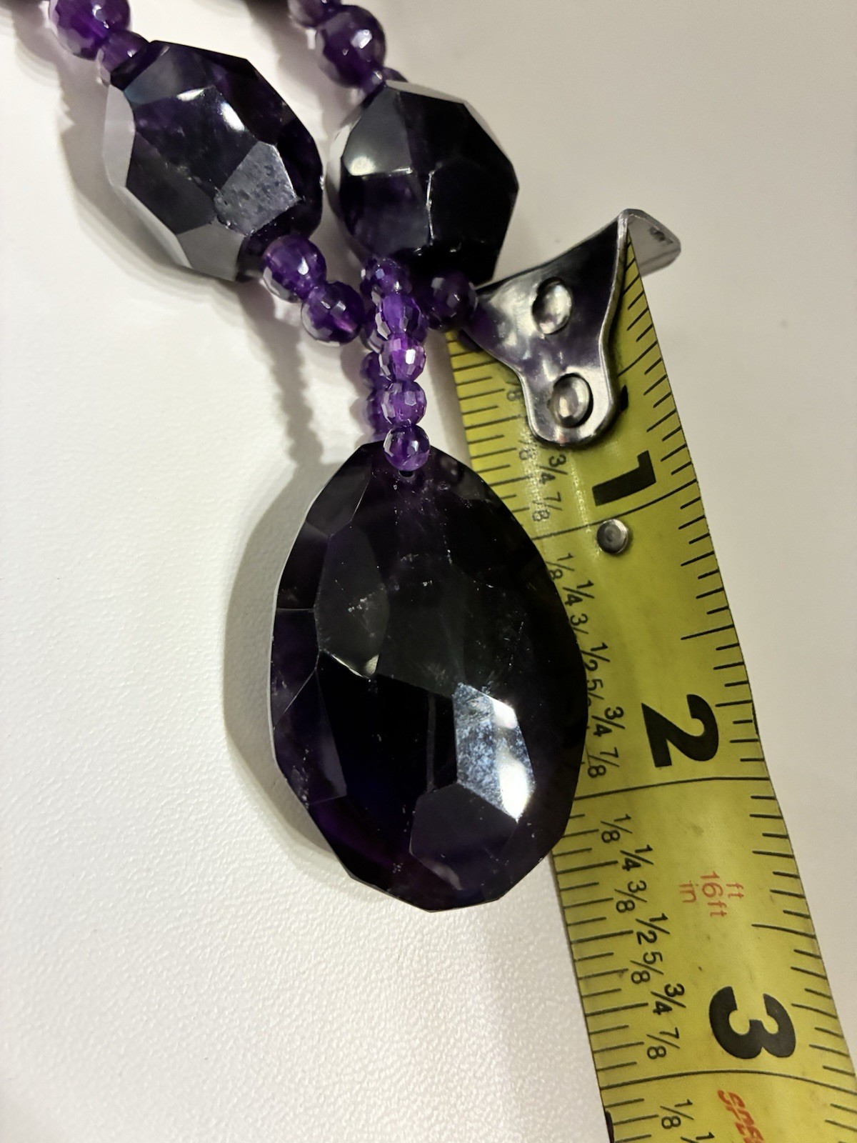 VTG 14K GOLD FILLED MASSIVE AMETHYST BEADED STATEMENT PENDANT NECKLACE 140g 20”